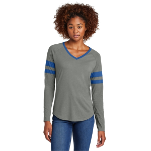 Sport-Tek Ladies Halftime Stripe Long Sleeve V-Neck Tee